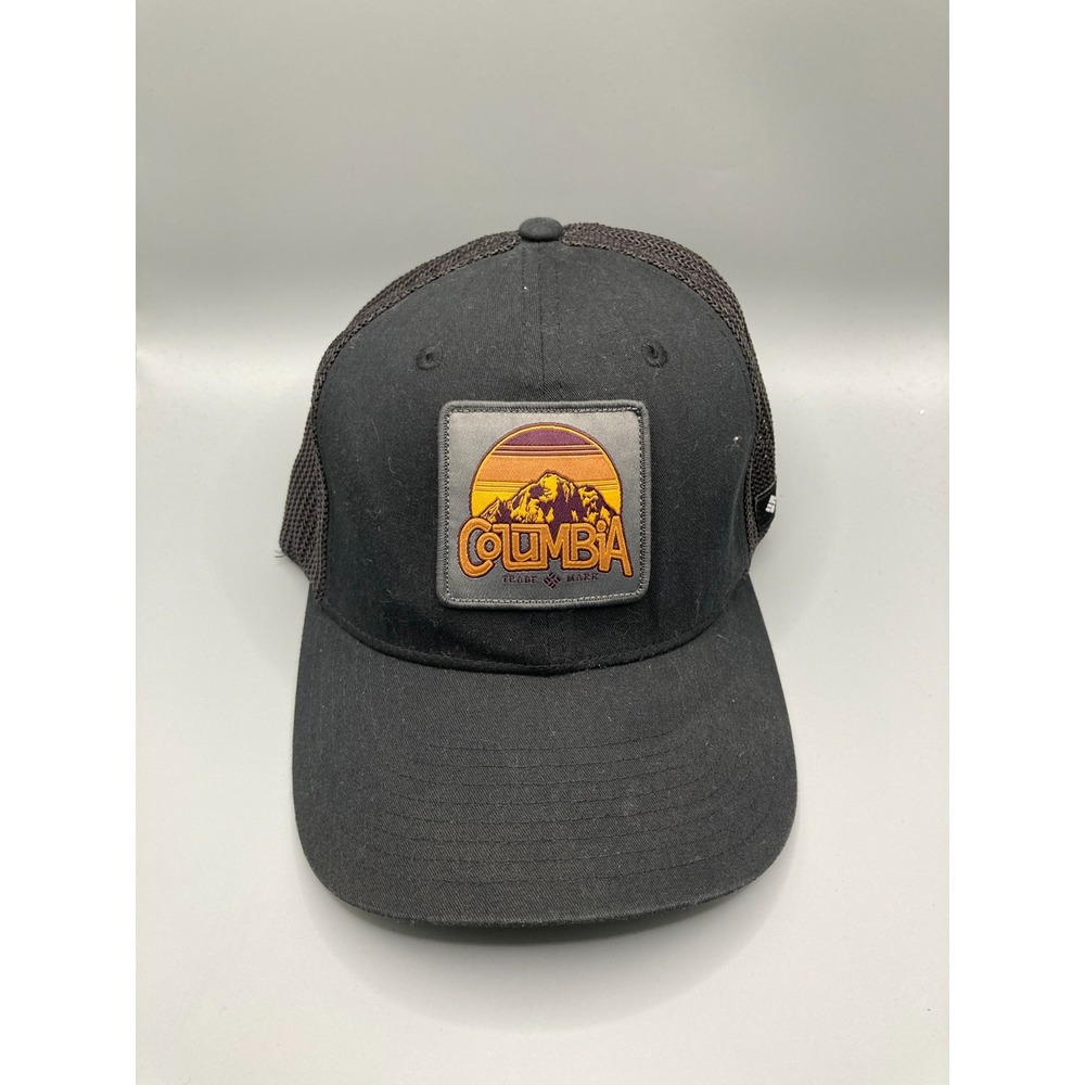 Columbia Mens Black Big Bend Mesh Back Flexfit Trucker Hat Mountain Hiking Cap